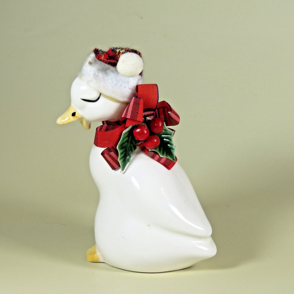 VTG Ceramic Christmas Goose Duck Hat Bow Figurine Decor Artistic Expressions 6” - Picture 10 of 16